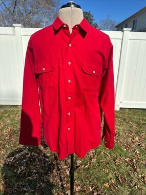 Vintage Woolrich Heavyweight 100% Cotton Flannel Men's Long Sleeve Shirt XL Red